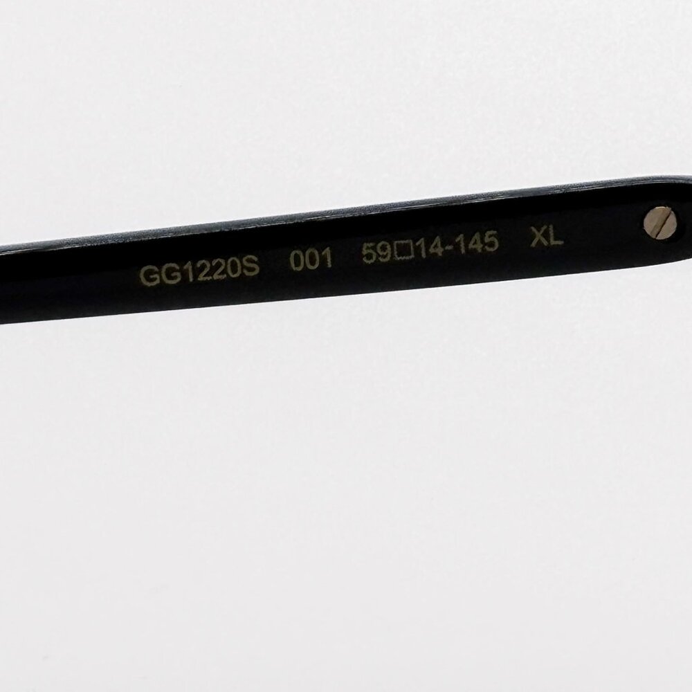 NEW GUCCI SUNGLASSES GG1220S 001 BLACK/GOLD UNISEX EYEWEAR - Picture 9 of 11